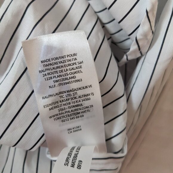 Lauren Ralph Lauren Black/White Striped Women's Long Sleeve Shirt Size XLarge - Picture 6 of 11